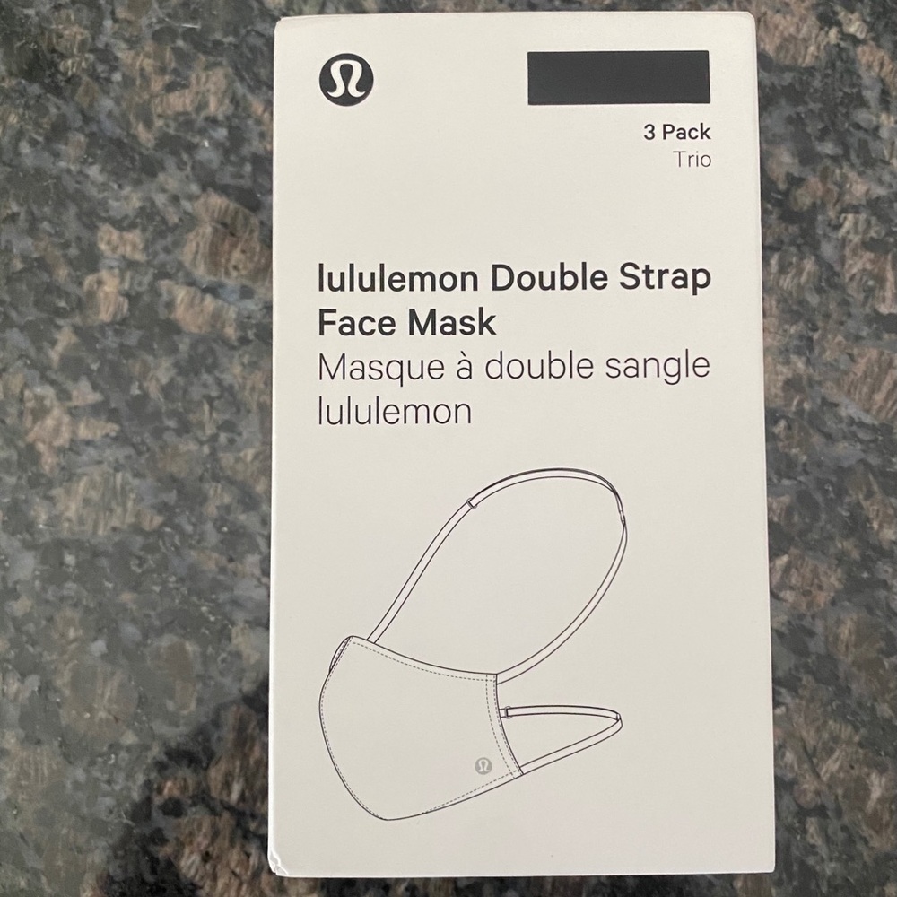 NIB 3-Pack Lululemon Double Strap Face Masks Black
